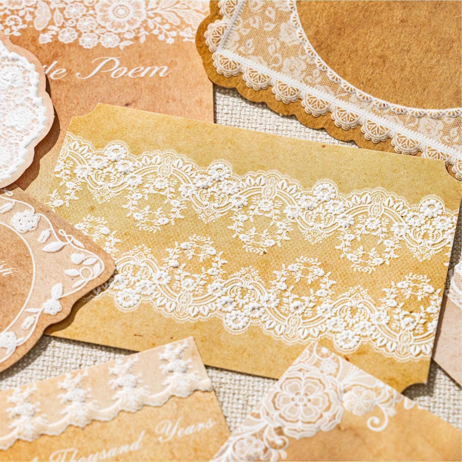 White Kraft Paper Relief Decoration - Night Wind Retro Notes, 6 Options - ViktaShop