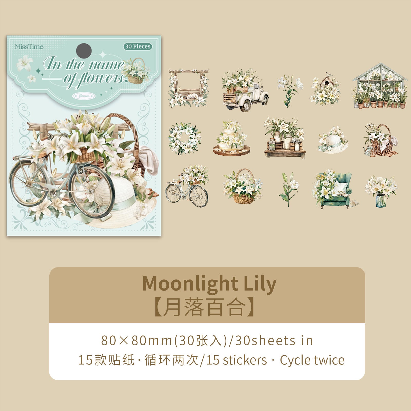 Floral PET Stickers – Retro Landscaping Series, 6 Options - ViktaShop