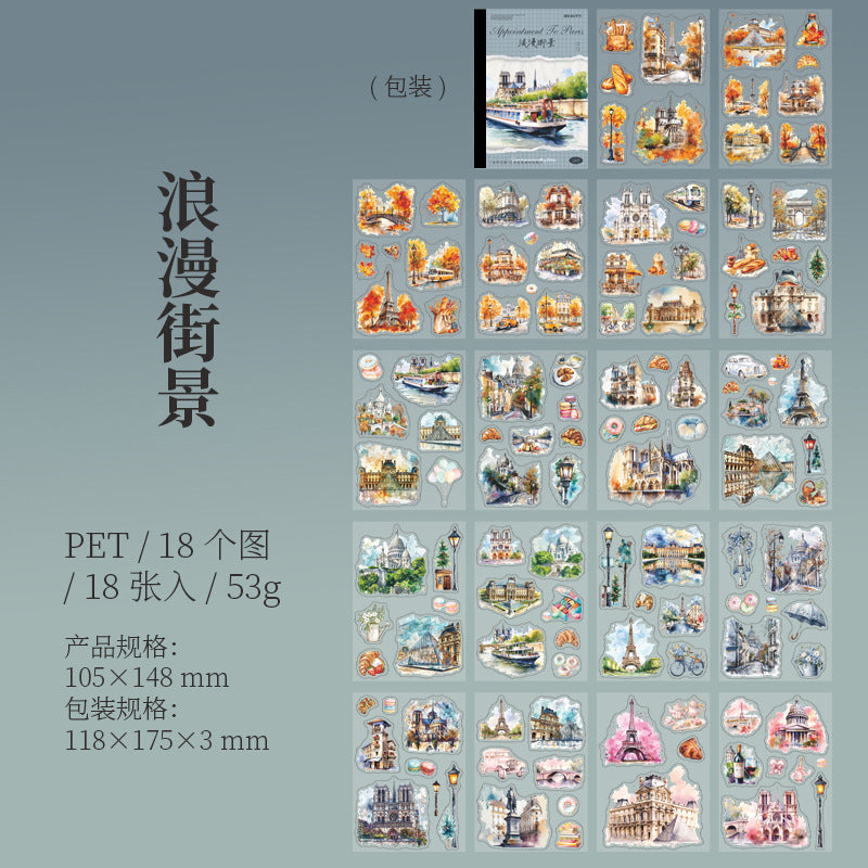PET Stickers – Paris Series Retro Floral Decorative Stickers, 6 Options - ViktaShop