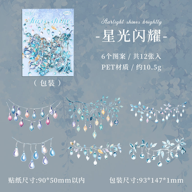 Waterproof PET Laser Stickers – Lamp & Starfish Retro Series, 6 Options - ViktaShop