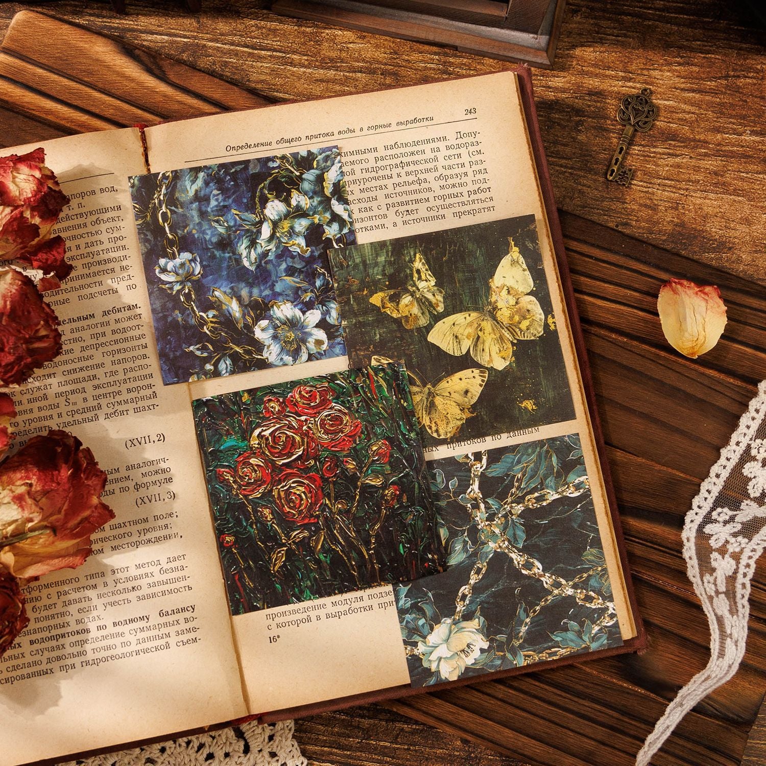 Ancient Forest Notes, Retro Gothic Style, Butterfly and Flowers, 30 Pcs - ViktaShop