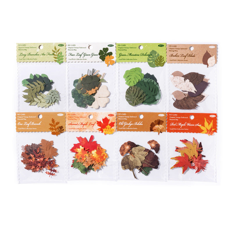 White Kraft Paper Hollow Material - Leaf Pickup Series, 30 Sheets - ViktaShop
