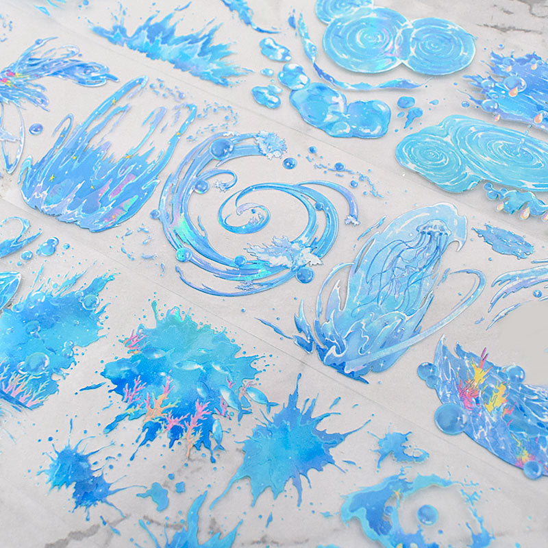 Glossy Landscape PET Tape - Bronzing Oil Decorative Collage Roll, 2m - ViktaShop