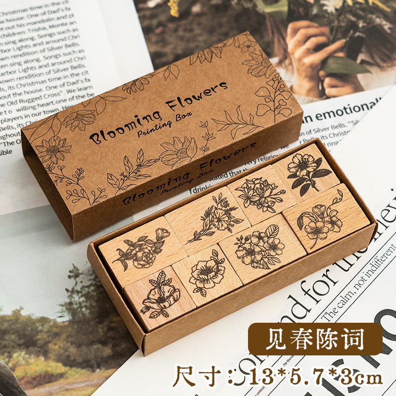 Prosperous Brocade Wooden Stamp – Floral Retro DIY Seal, 2 Options - ViktaShop