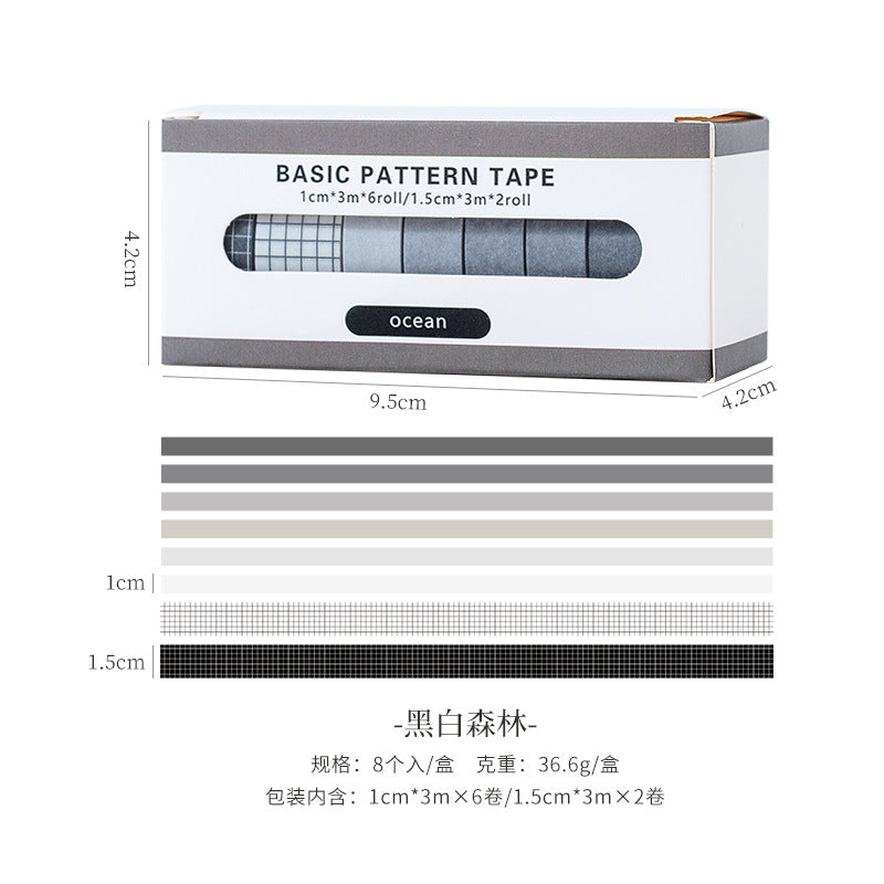 15-Piece Basic Tape Box - Retro Mesh & Rainbow Styles - ViktaShop