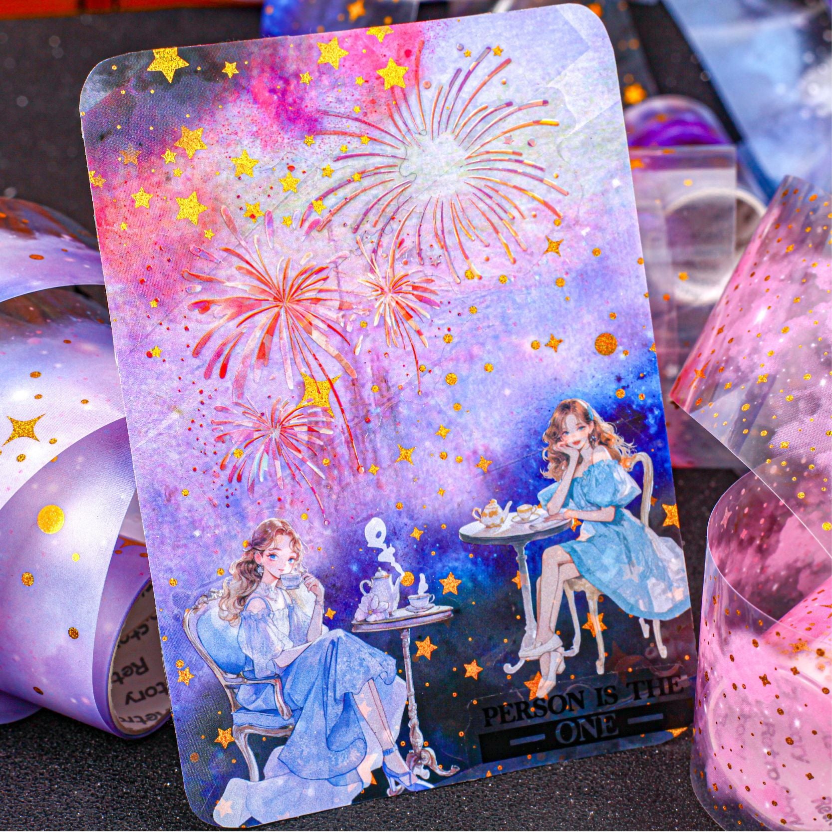 Creative Starlit PET Craft Tape – Galaxy Theme, Glittering Sand - ViktaShop