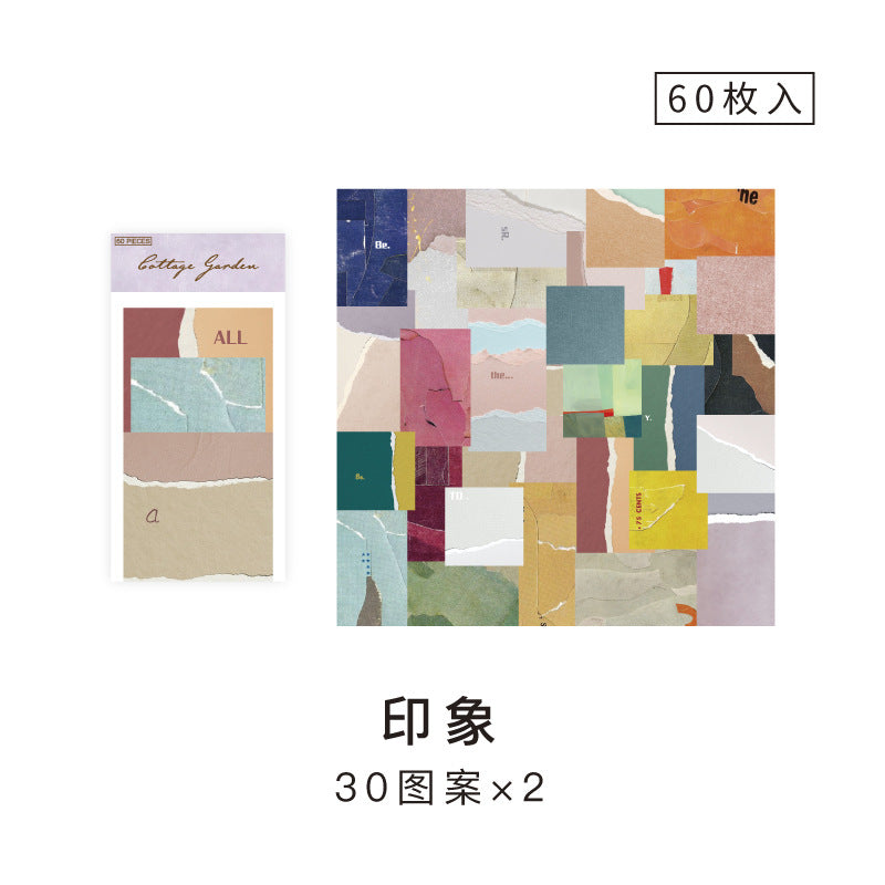 Village Garden Series Decorative Paper for Scrapbooking, 60 Pcs - ViktaShop