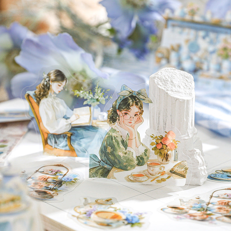 Paper PET Sticker Pack - Glow Light Story Series, Figure & Landscape, 15 Pcs - ViktaShop