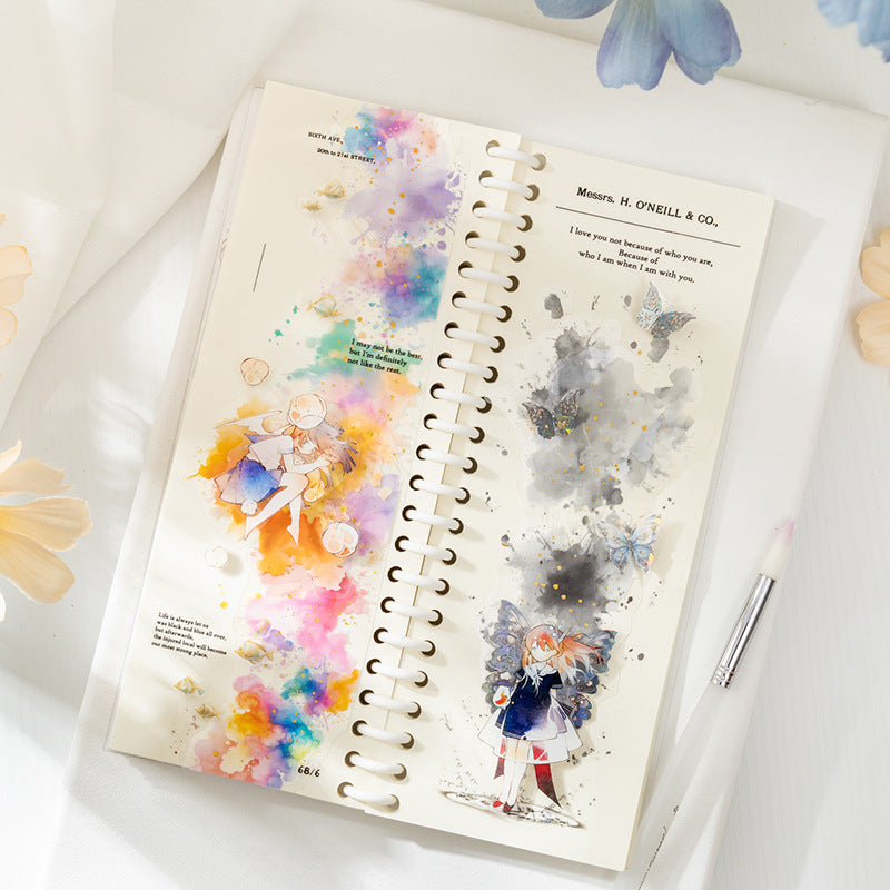 Bronzing Vignetting Sticker Pack – Watercolor Painting Board Series, 10 Pcs - ViktaShop