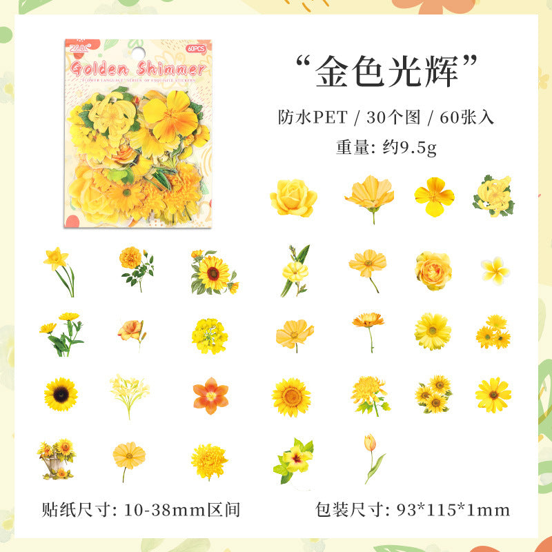 Leisurely Flower Language - PET Sticker Pack, 60 Pcs - ViktaShop