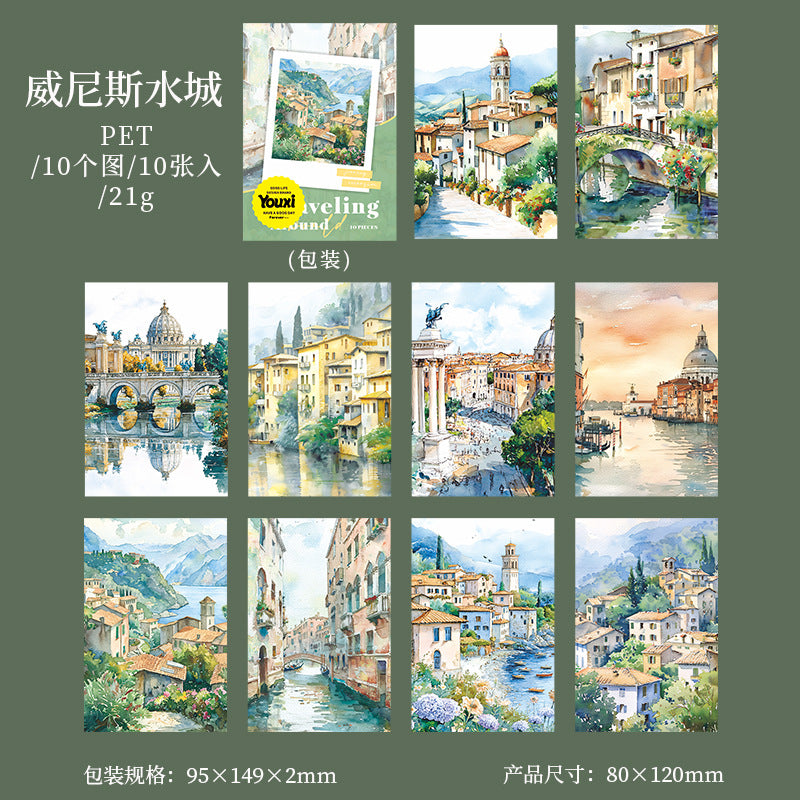 Travel Around the World Series Washi Sticker, 6 Pcs - ViktaShop