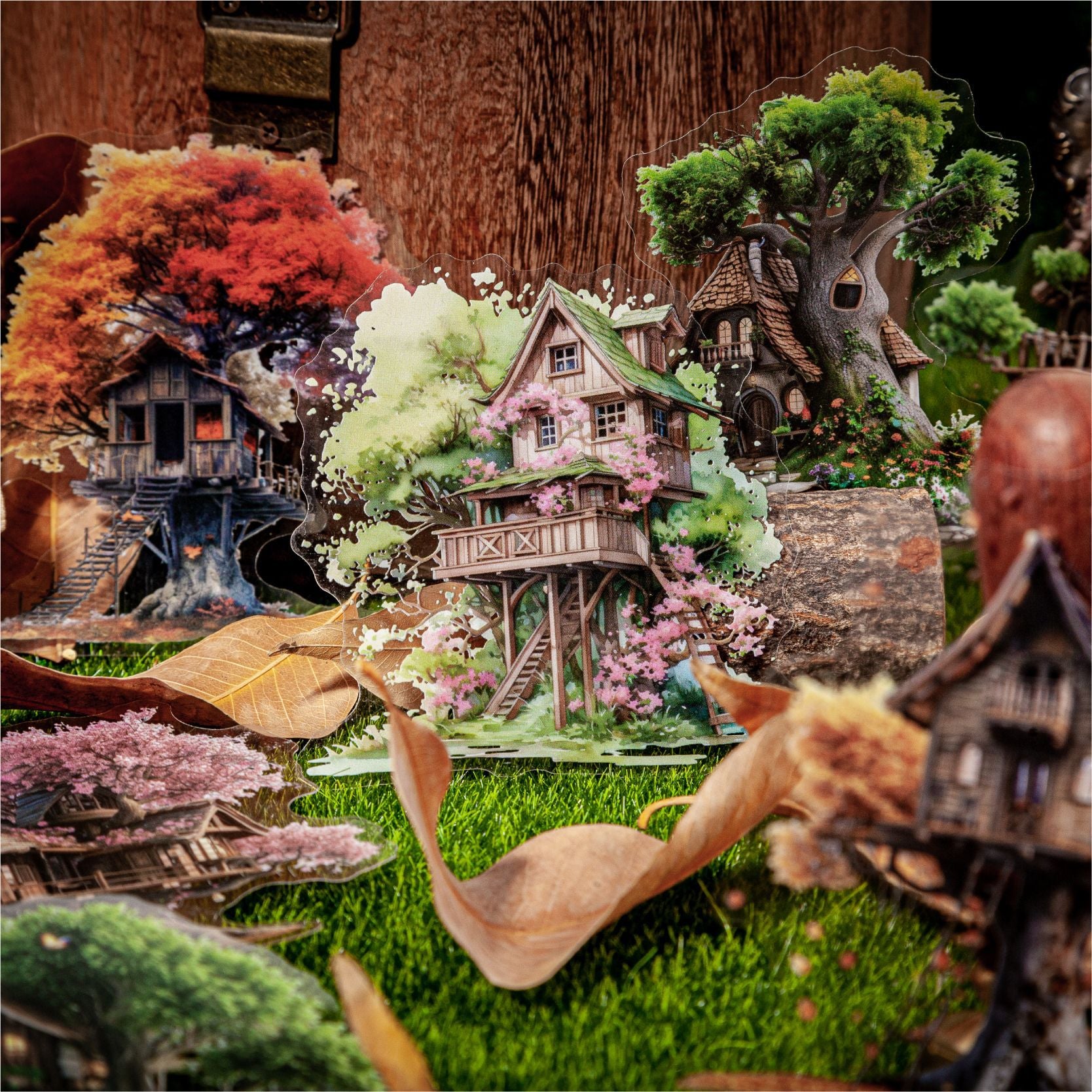 DIY Creative Handmade Decorative Stickers – Tree House Series, PET Material, 4 Styles - ViktaShop