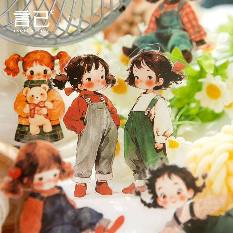 Small Paradise PET Stickers - Cute Little Girl Series, 30 Pcs - ViktaShop