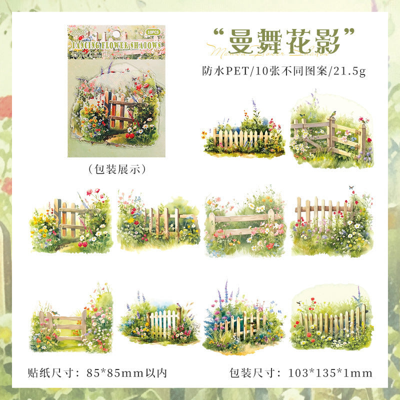 Secret Garden Landscape Stickers – Transparent PET Brick Wall & Flower Wall - ViktaShop