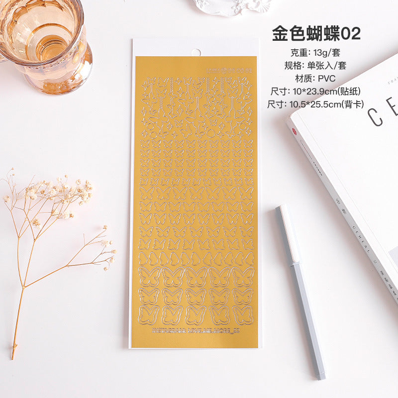 Bronzing Silver Alphanumeric Stickers - Gold & Silver Edge, Special Shapes - ViktaShop