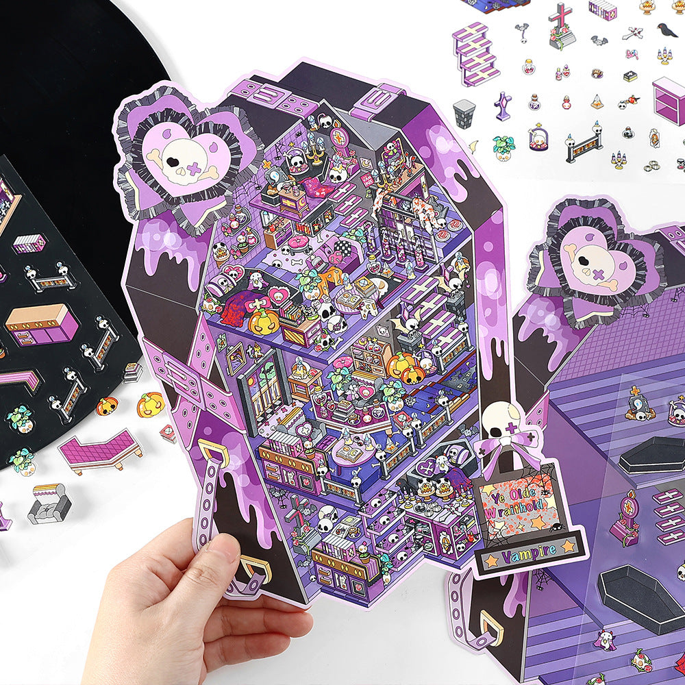 PET Large 3D House Stickers, 4 Options - ViktaShop