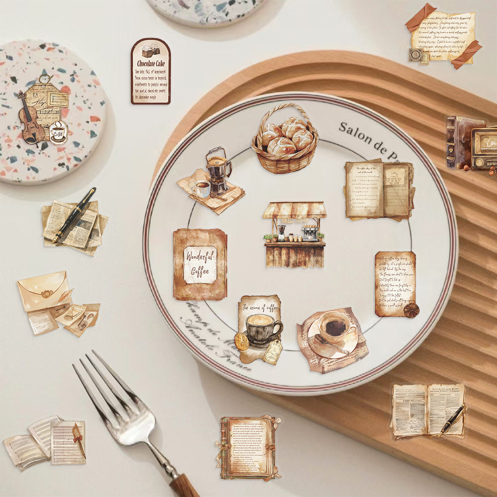 Retro Café Transparent PET Stickers - 50 Sheets - ViktaShop