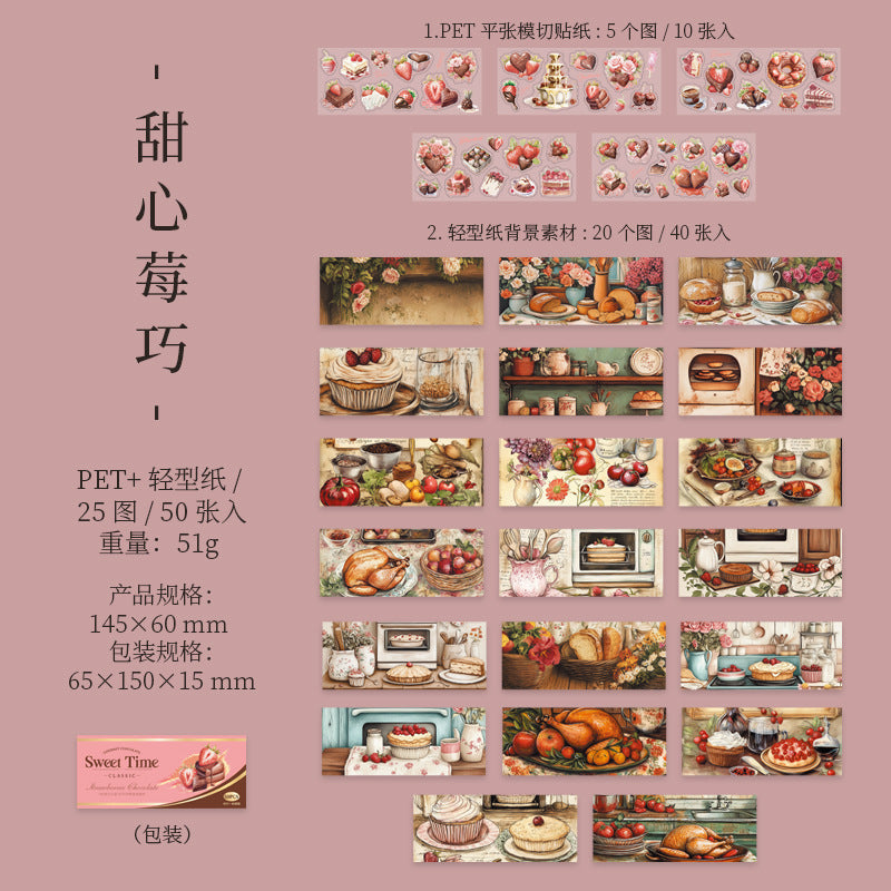 Boxed Double Material Die-Cut – Music Box & Chocolate Theme, 50 Pcs - ViktaShop