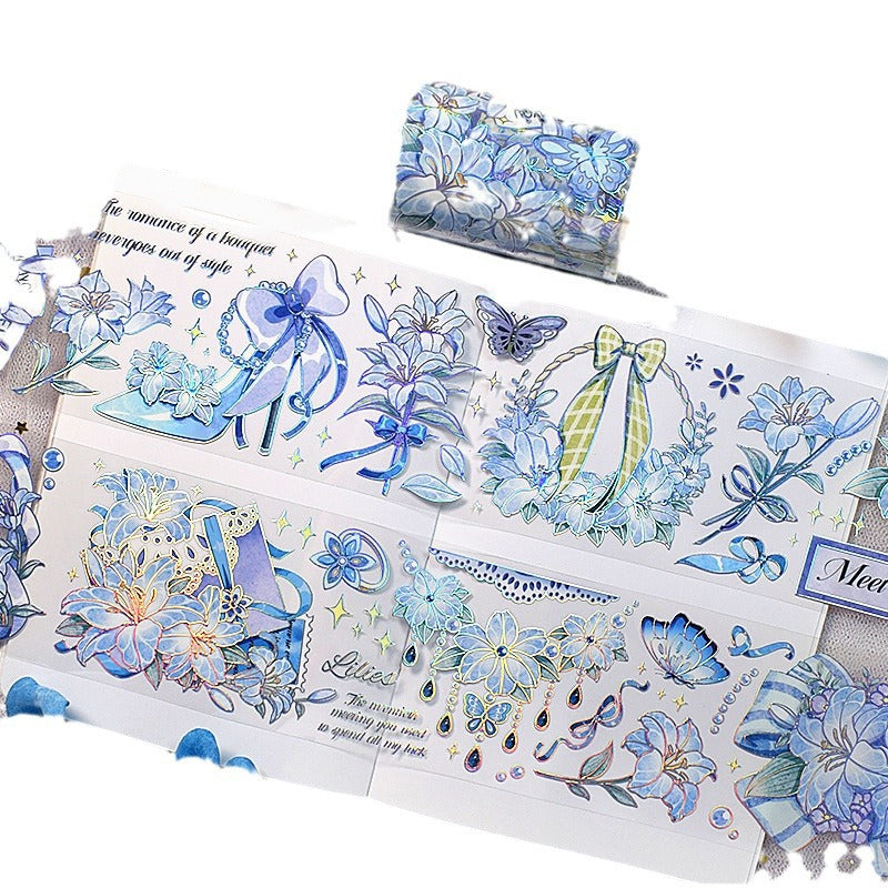 Modern Floral PET Tape - Decorative Flower Sticker Roll, 2m - ViktaShop