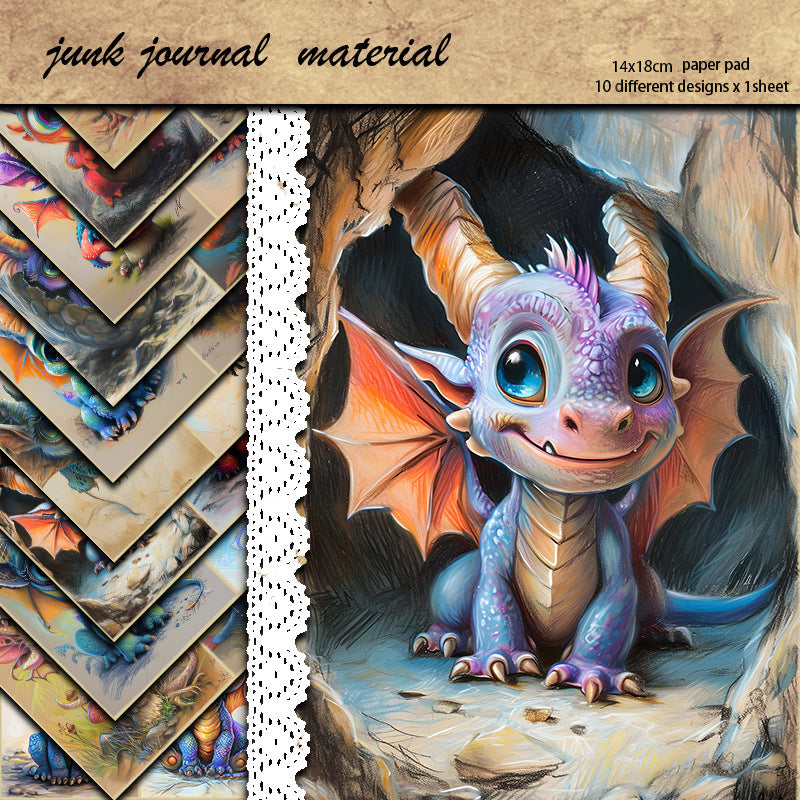 Retro Animal Pattern Scrapbooking Base Paper - Vintage Style, 10 Sheets - ViktaShop
