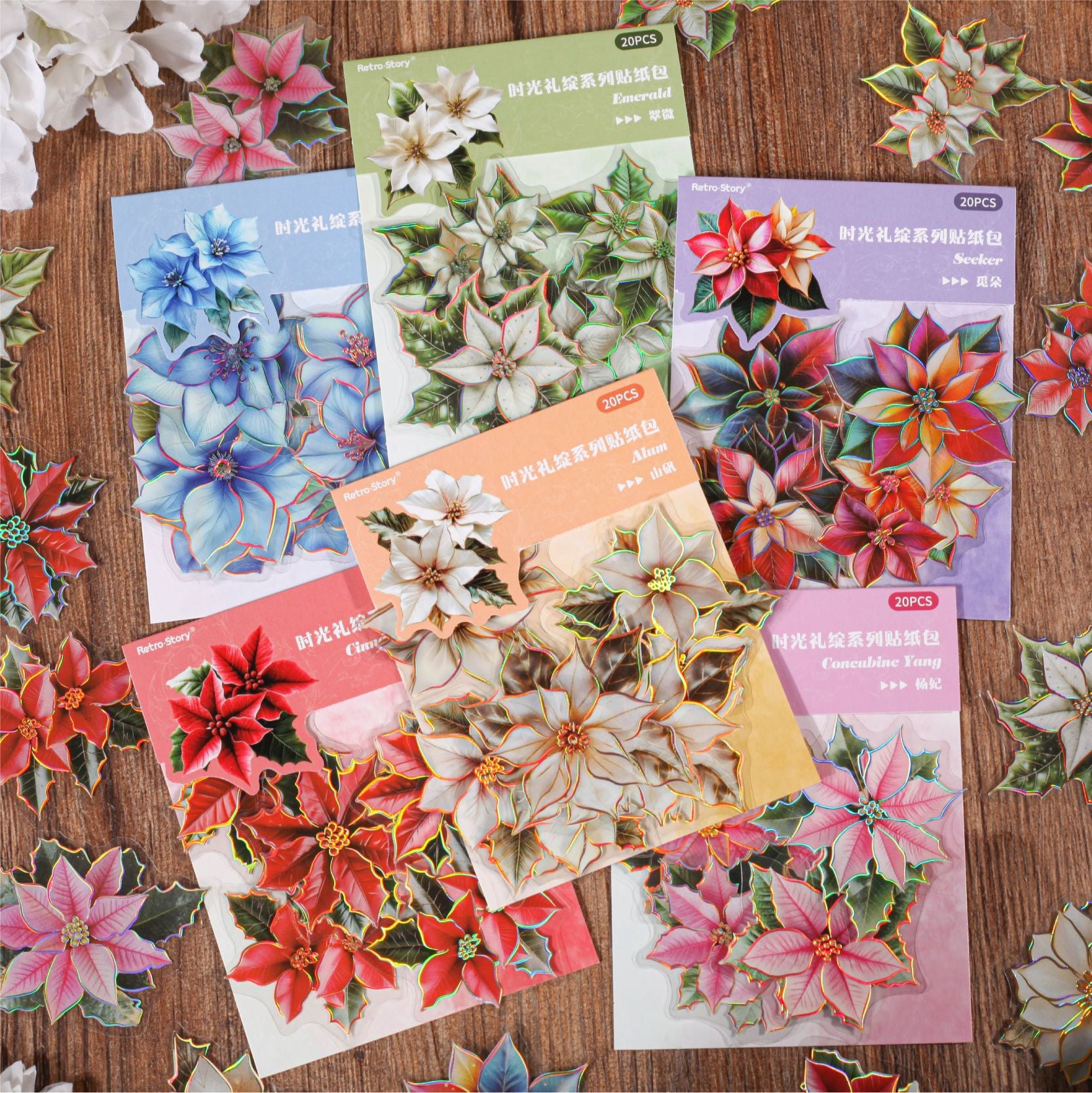 Flower PET Stickers – Creative DIY Hand Account Decoration, 6 Options - ViktaShop