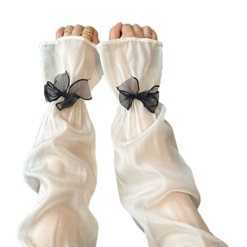 Summer Mesh Bow Ice Silk Sleeve - Flared Design - ViktaShop