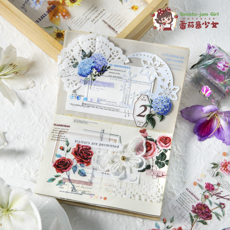 Rain Flowers Series, Watercolor Plants PET Tape, 6 Options - ViktaShop