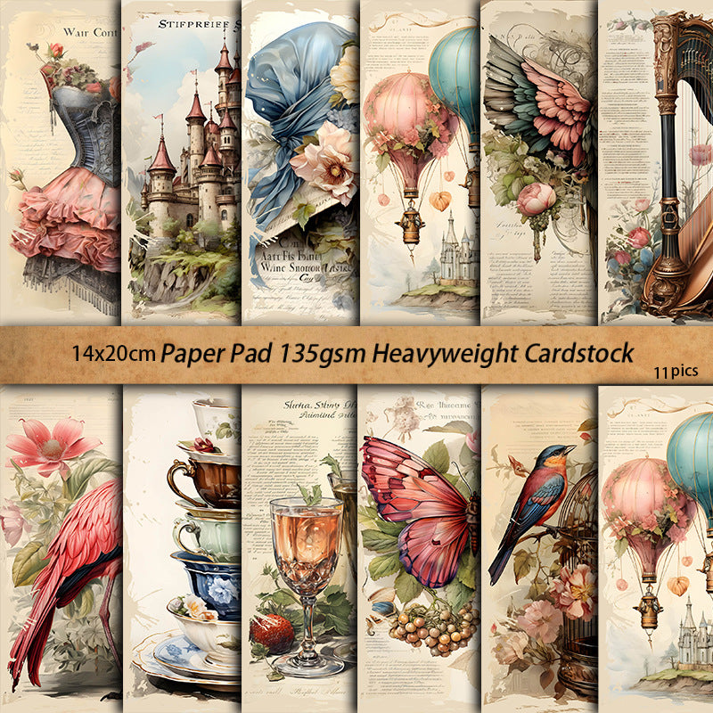 European Castle Carriage Material Paper - Retro Collage Series, 11 Sheets - ViktaShop