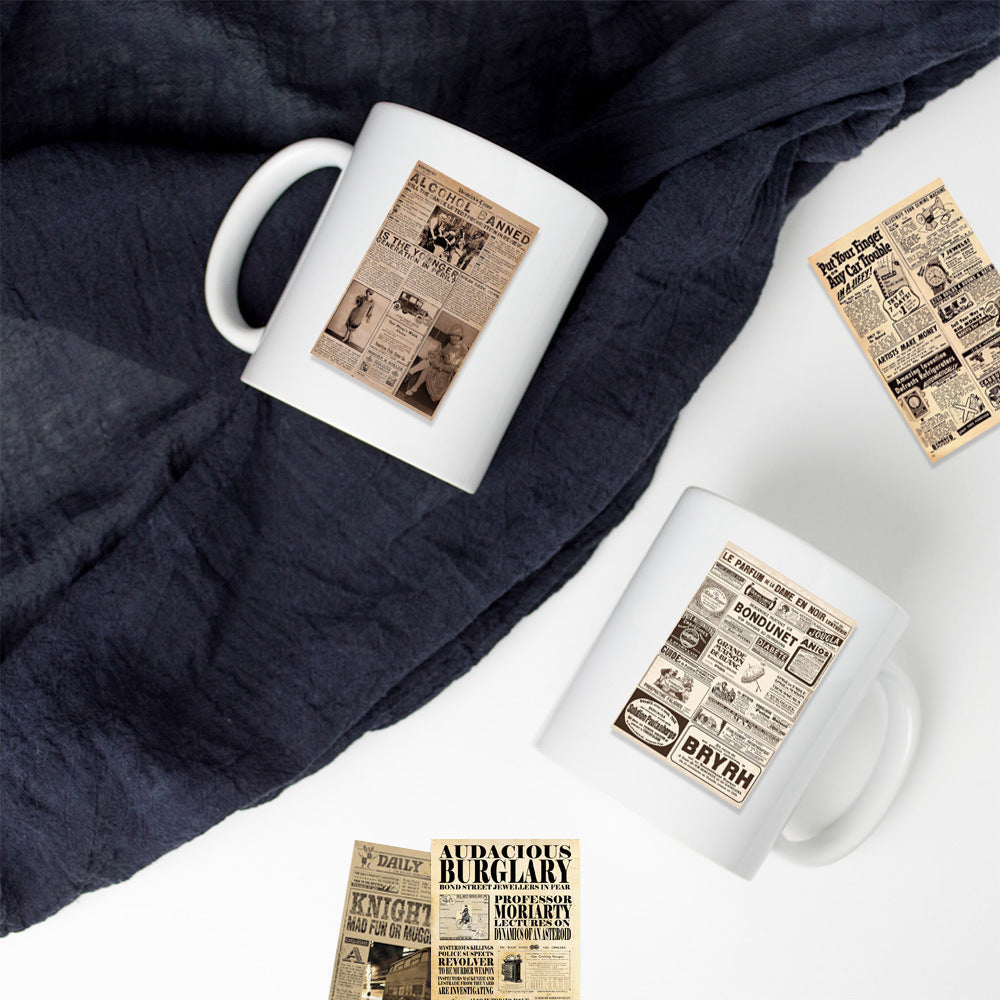 Retro Sheepskin Newspaper PVC Stickers - 35 Pcs - ViktaShop