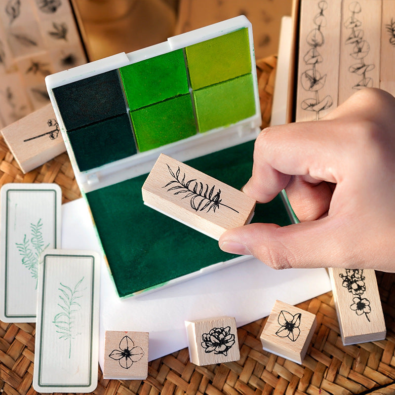 Lush Leaves Wooden Stamp – Lotus & Plant Design, 2 Options - ViktaShop