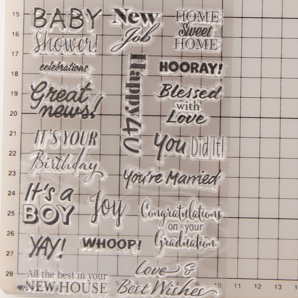 Transparent Silicone Stamp - Blessing Words & Common Phrases - ViktaShop