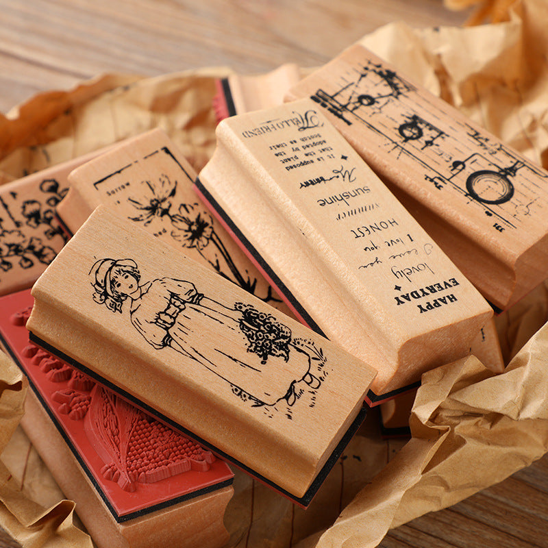 Wooden Plant & Girl Decorative Stamp - ViktaShop