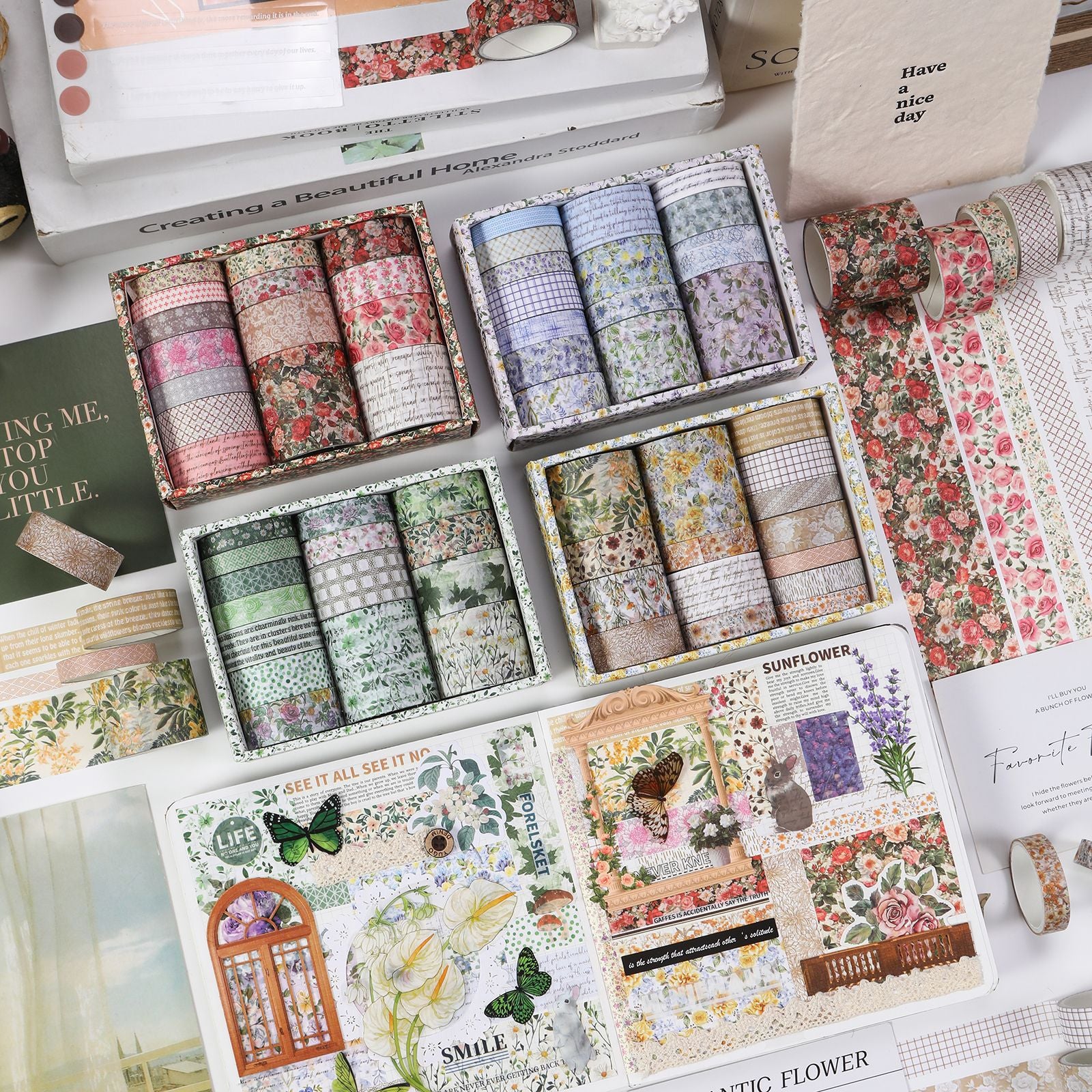 Floral Letter Washi Tape & Sticker Set – Plant Series, 4 Options - ViktaShop