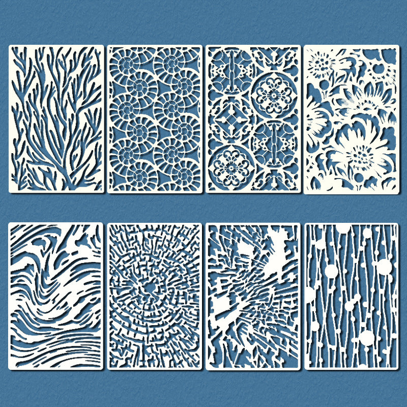 Flower Texture Painting Stencil Set – DIY Art Hollow Templates, 8 Pcs - ViktaShop