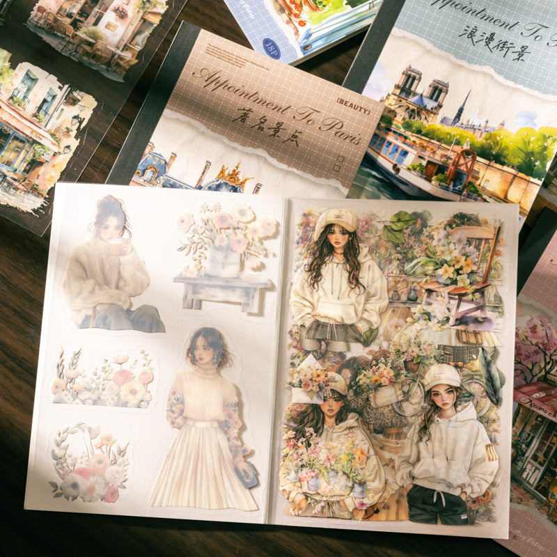 PET Stickers – Paris Series Retro Floral Decorative Stickers, 6 Options - ViktaShop