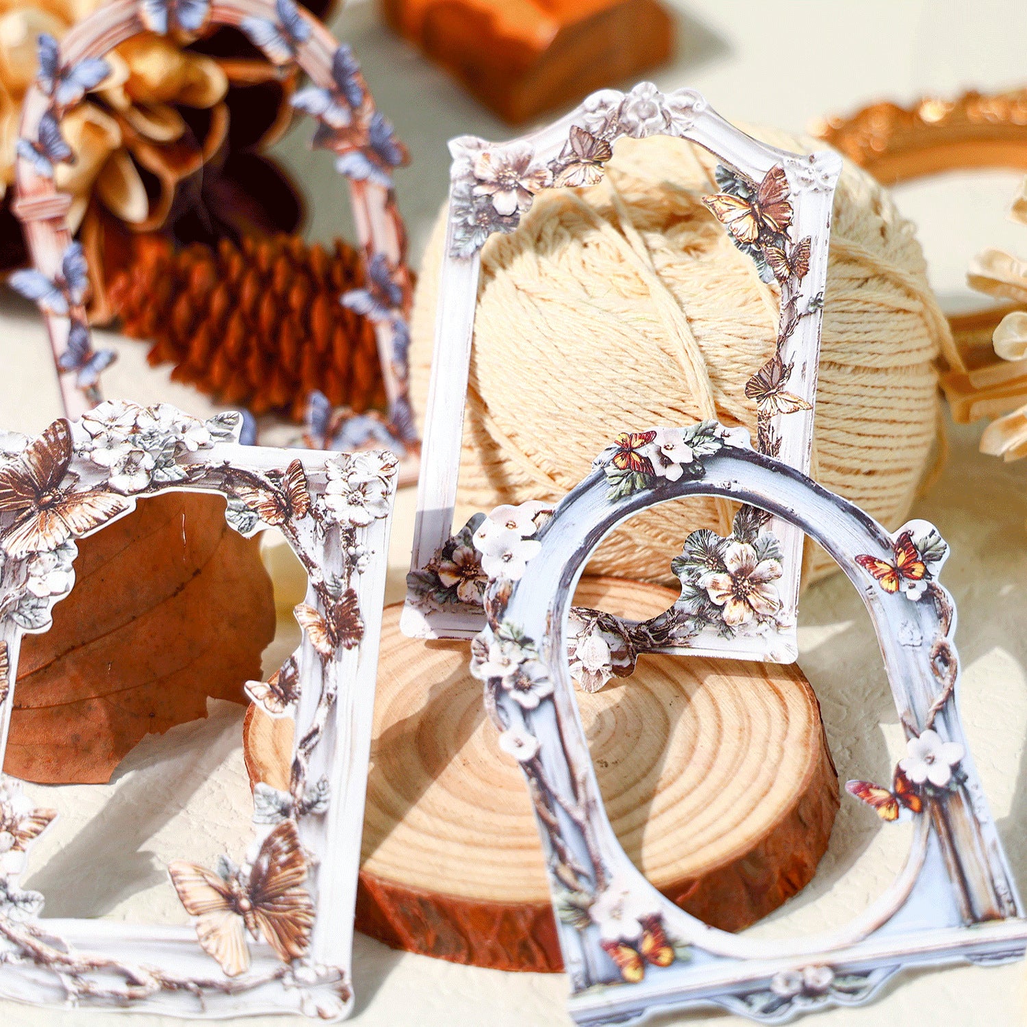 Memory Cloister Retro Special Paper Stickers - Flower Frame Series, 10 Pcs - ViktaShop