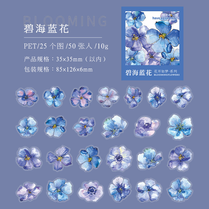 Flowers Bloom Like a Dream Series – PET Stickers, 6 Options - ViktaShop