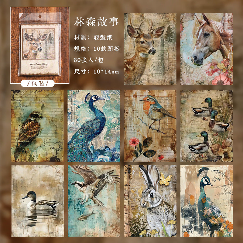 Sunset Forest Collage Decoration Material Paper, 10 Pcs - ViktaShop