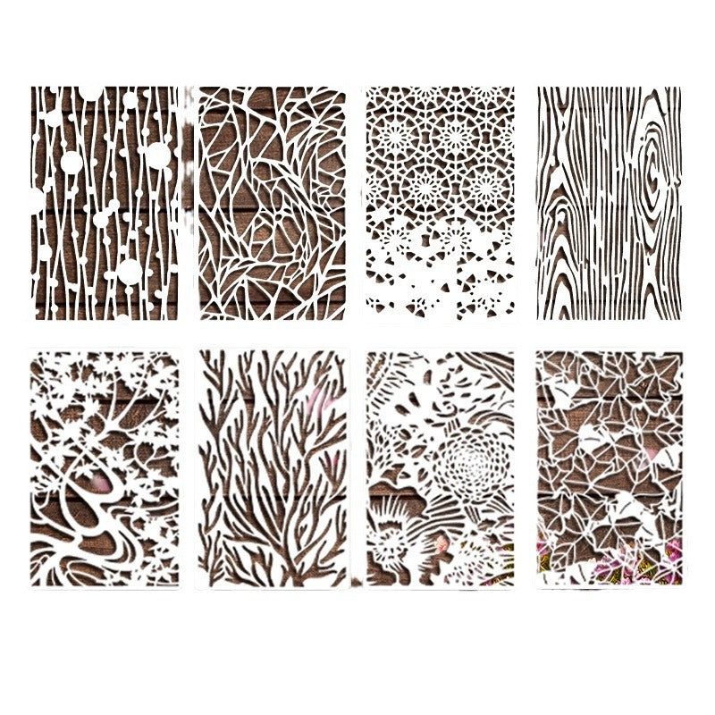 Texture Stencil Set – Coral Flower Theme, 8 Pcs - ViktaShop