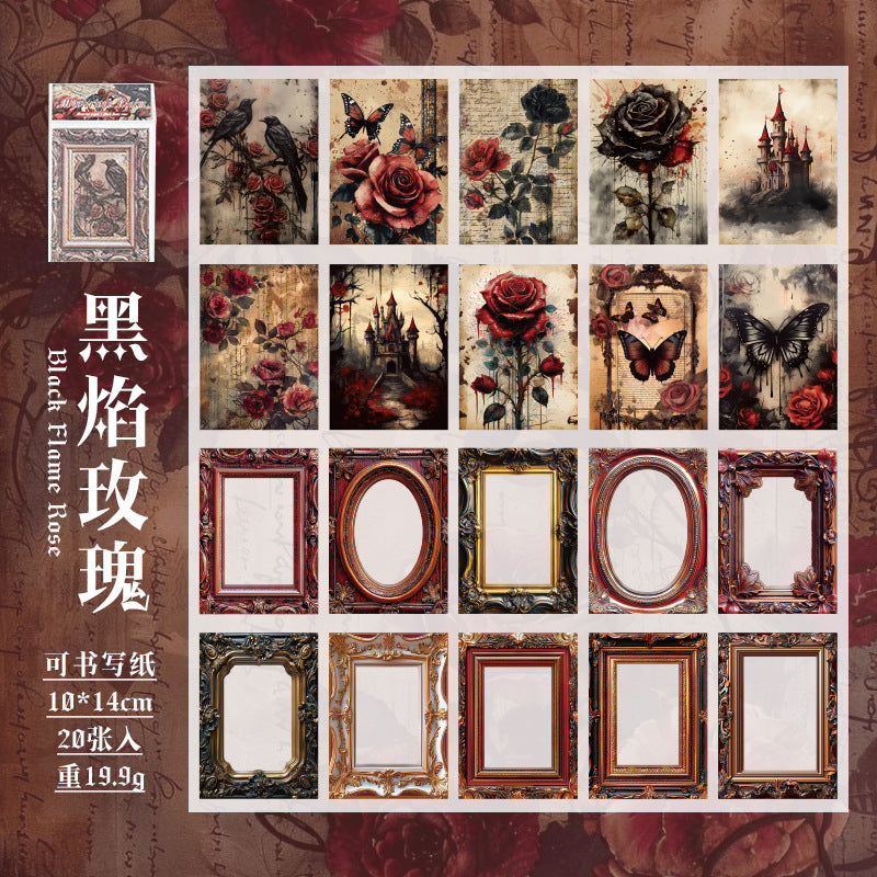 Black Flame Rose Material Paper, 20 Pcs - ViktaShop