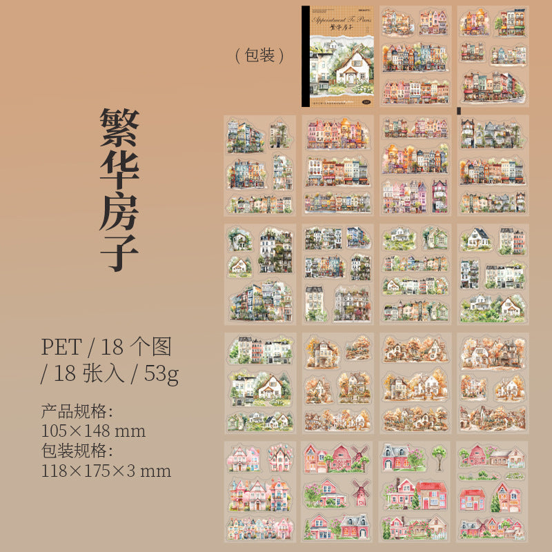 PET Stickers – Paris Series Retro Floral Decorative Stickers, 6 Options - ViktaShop