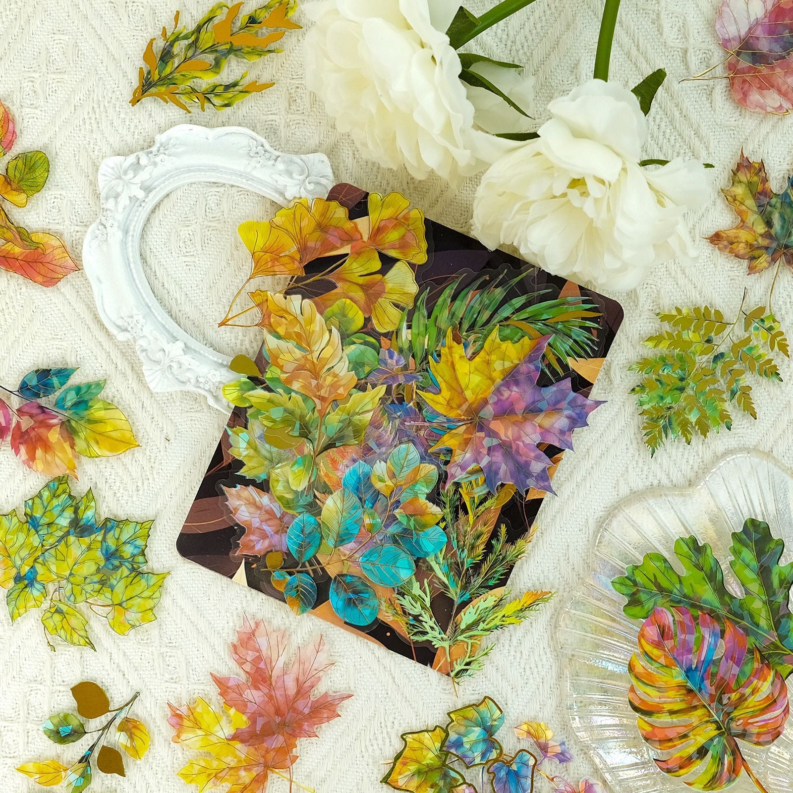 PET Leaf Stickers – 3D Bronzing Laser, 30 Pcs - ViktaShop