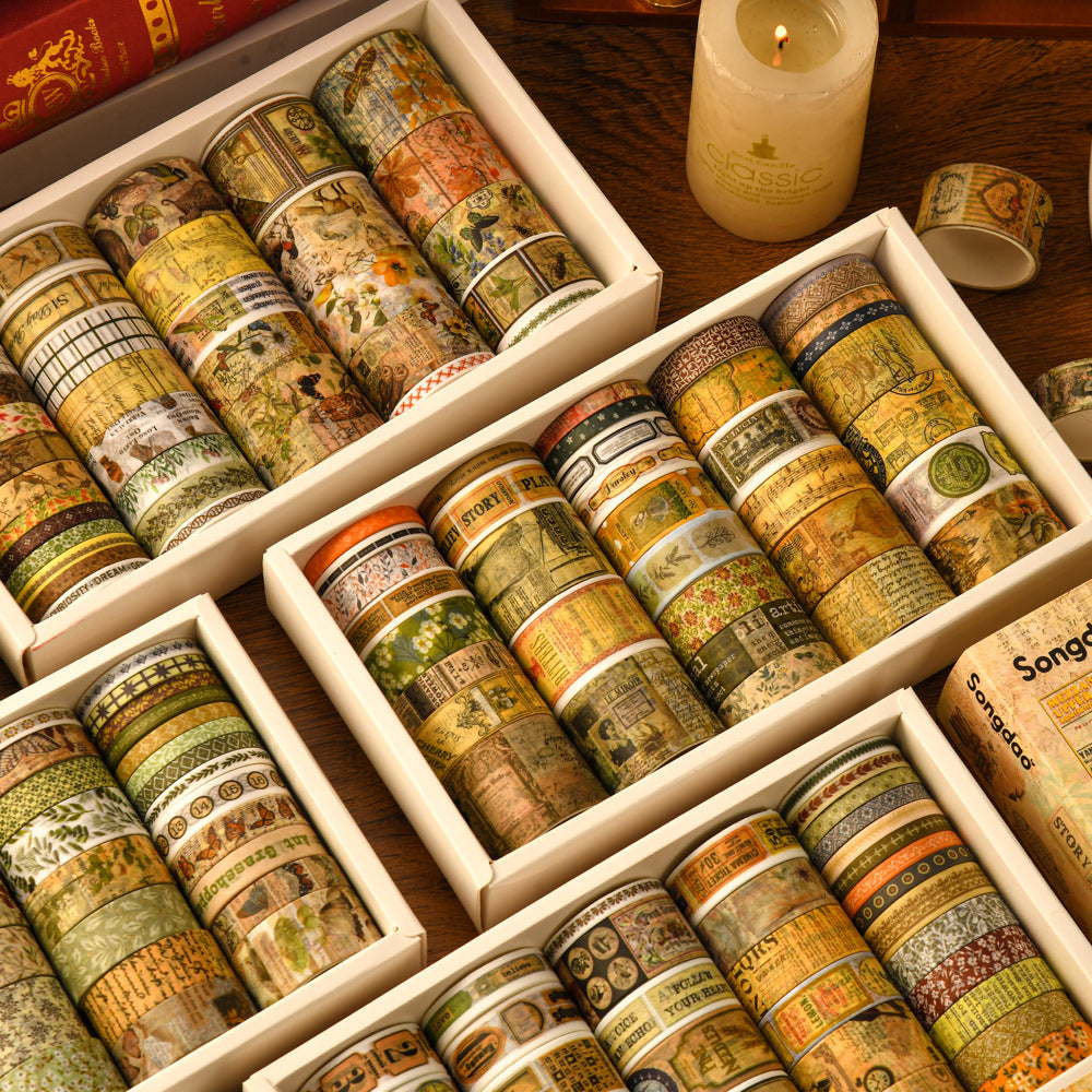 Vintage Watercolor Washi Tape Set, 7 Options - ViktaShop