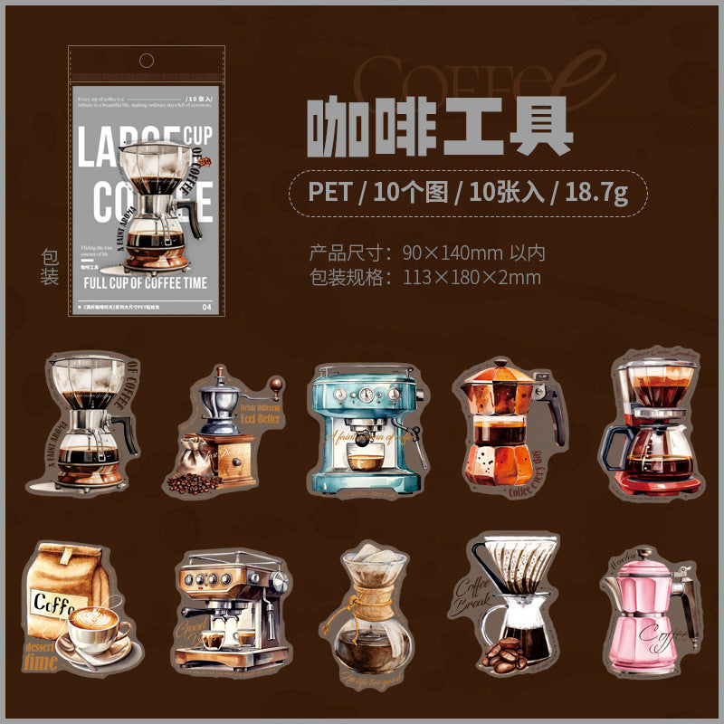 Full Cup Coffee Large Size PET Sticker - ViktaShop