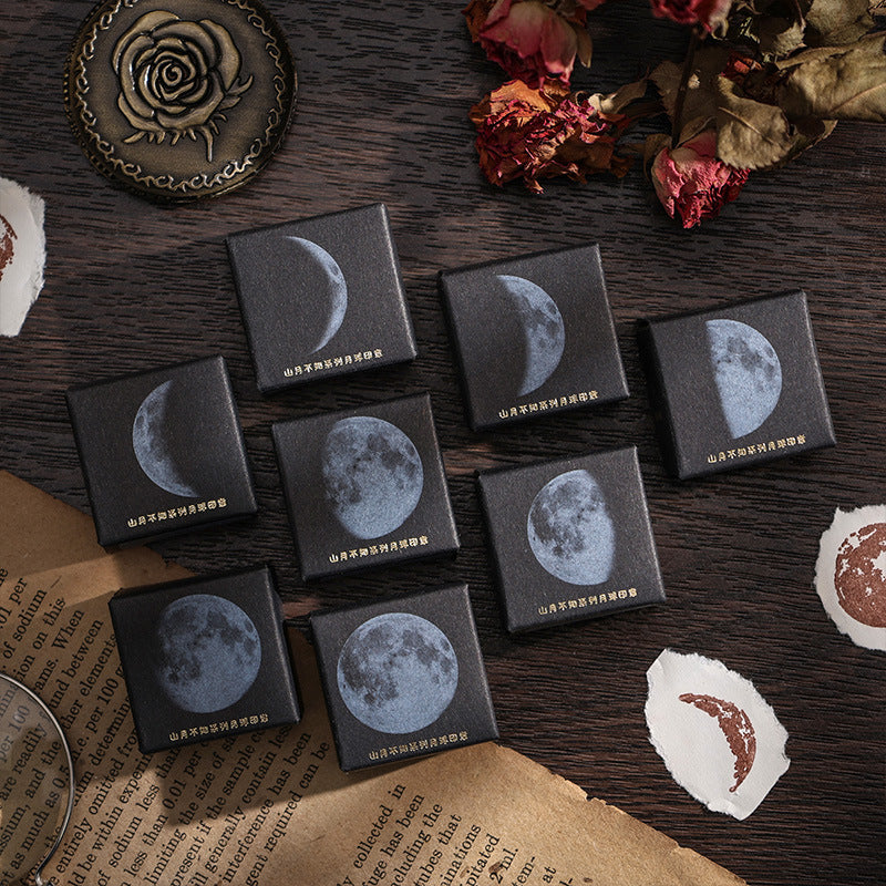 Mountain Moon Round Wooden Stamp – Moon Phase Design - ViktaShop
