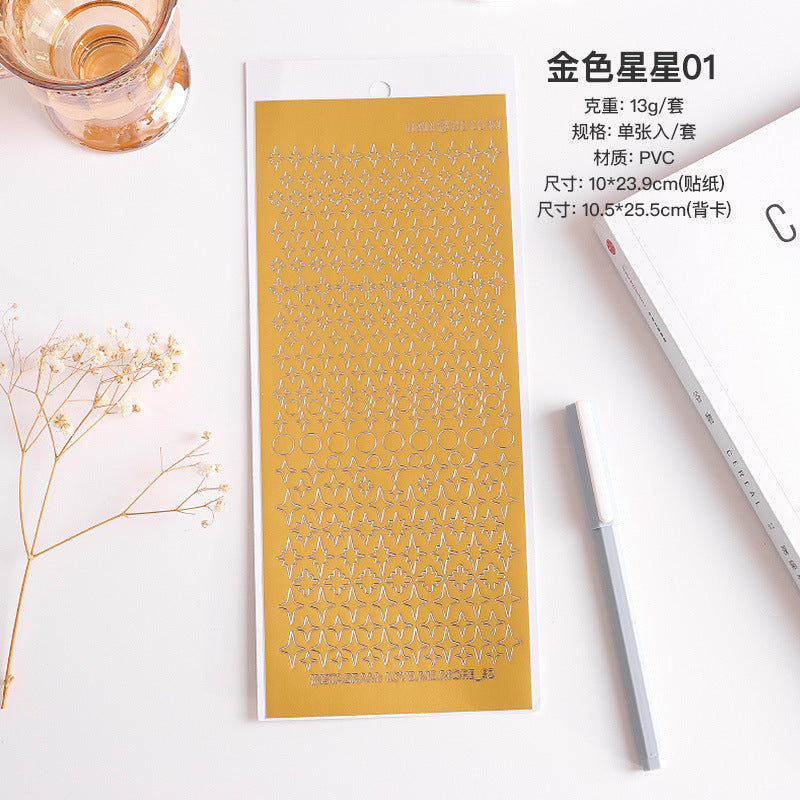 Bronzing Silver Alphanumeric Stickers - Gold & Silver Edge, Special Shapes - ViktaShop