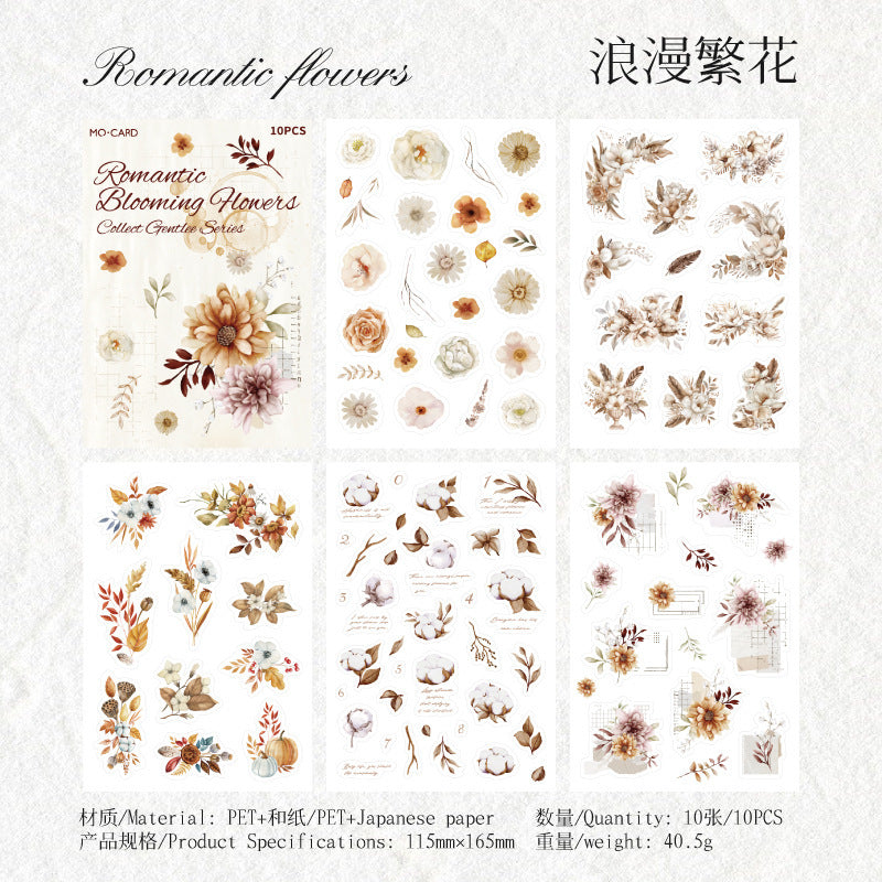 Romantic Art Handbook Decorative Stickers, 10 Pcs - ViktaShop