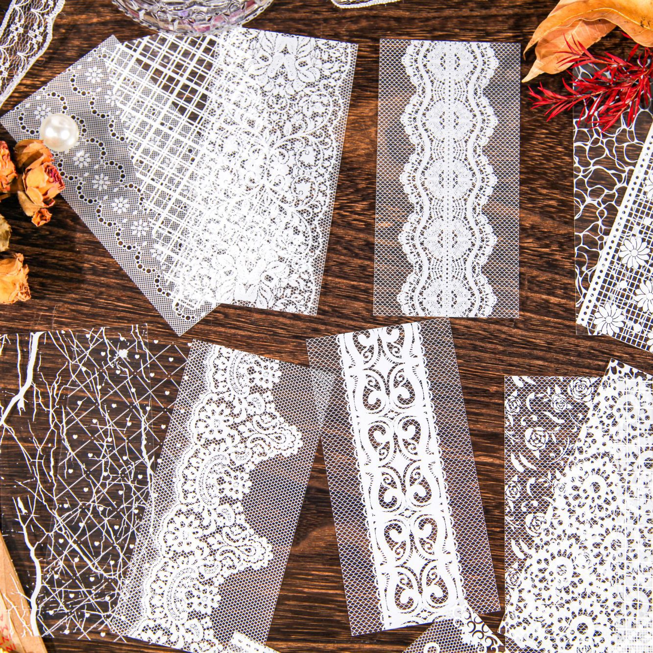 PET Stickers – Lace Language Series, DIY Frame & Background Material - ViktaShop