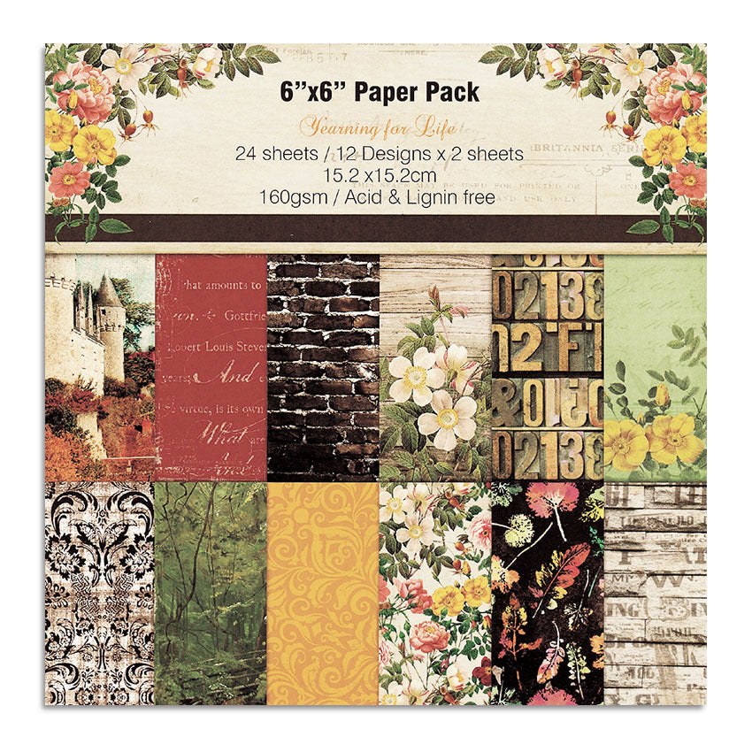 Vintage Pattern Background Paper – 24 Sheets - ViktaShop