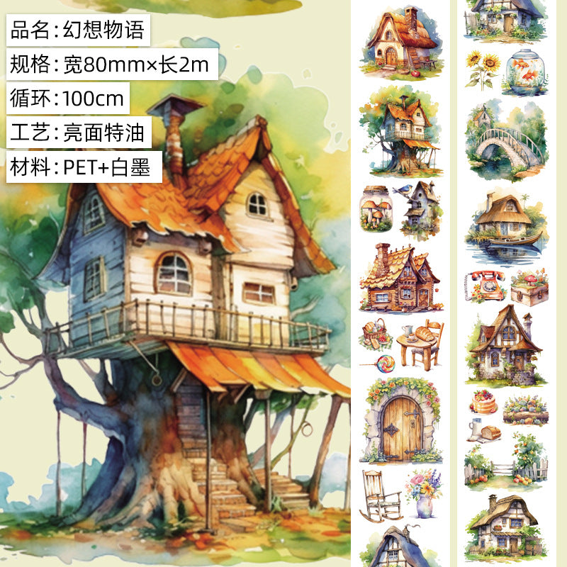 Fairy Tale Flower House PET Tape – 2 m - ViktaShop